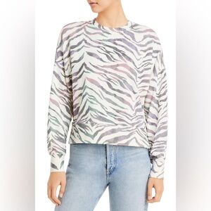 Rails Marlo Tiger Stripe Print Sweatshirt in Ivory Gradient - Size M